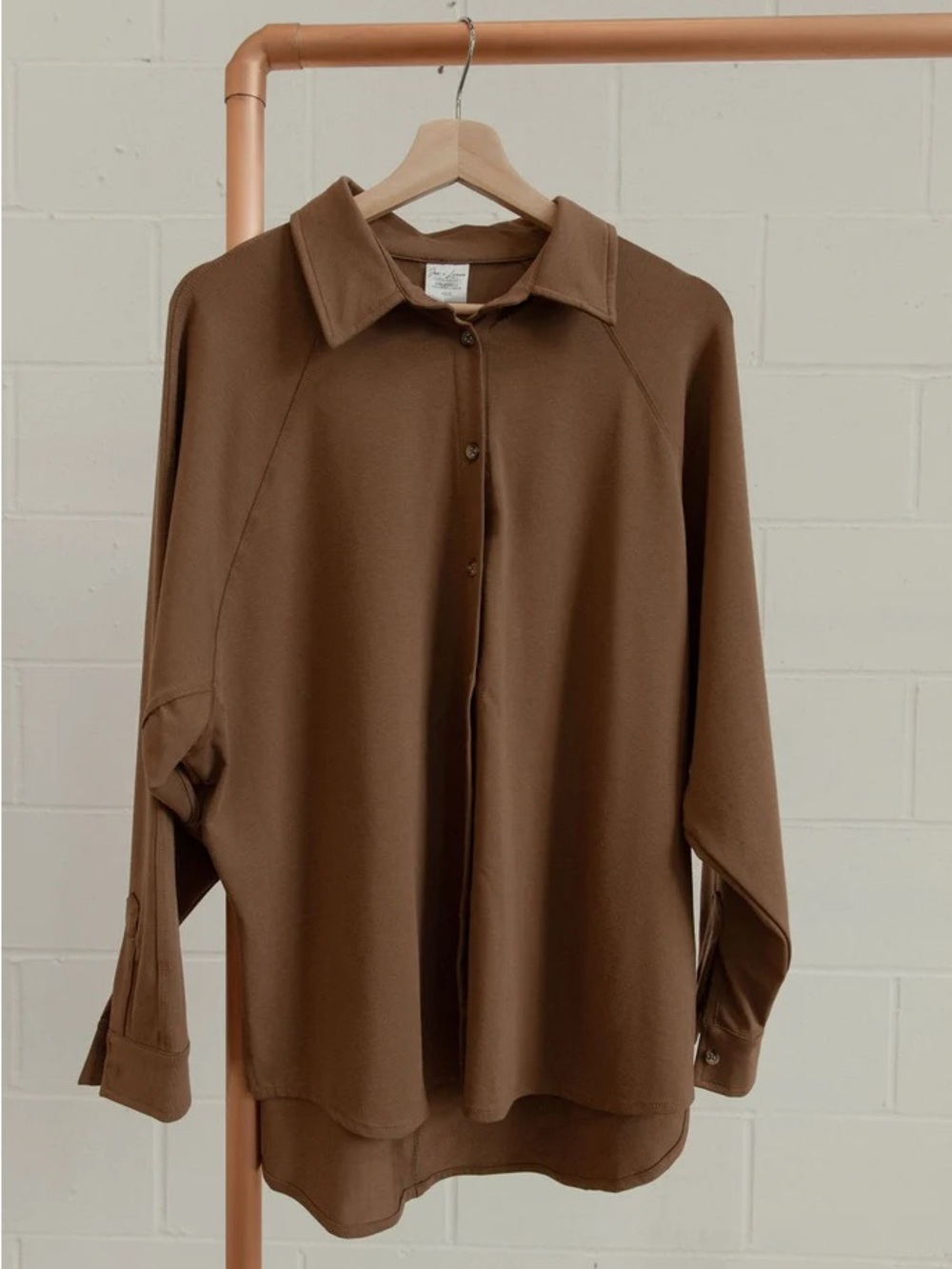 Women's Oversized Brown Button-Down Shirt
